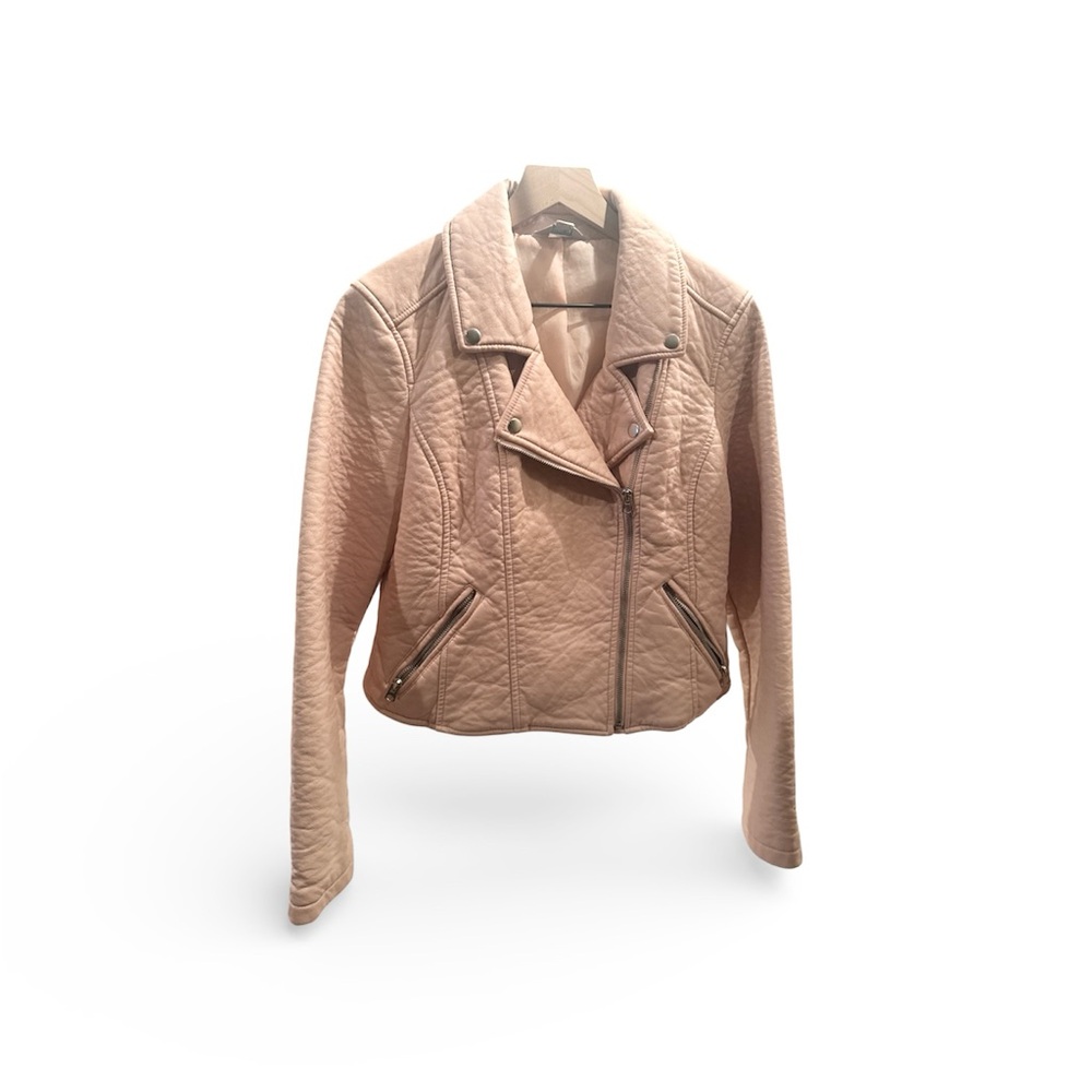 Pink Faux Leather Jacket